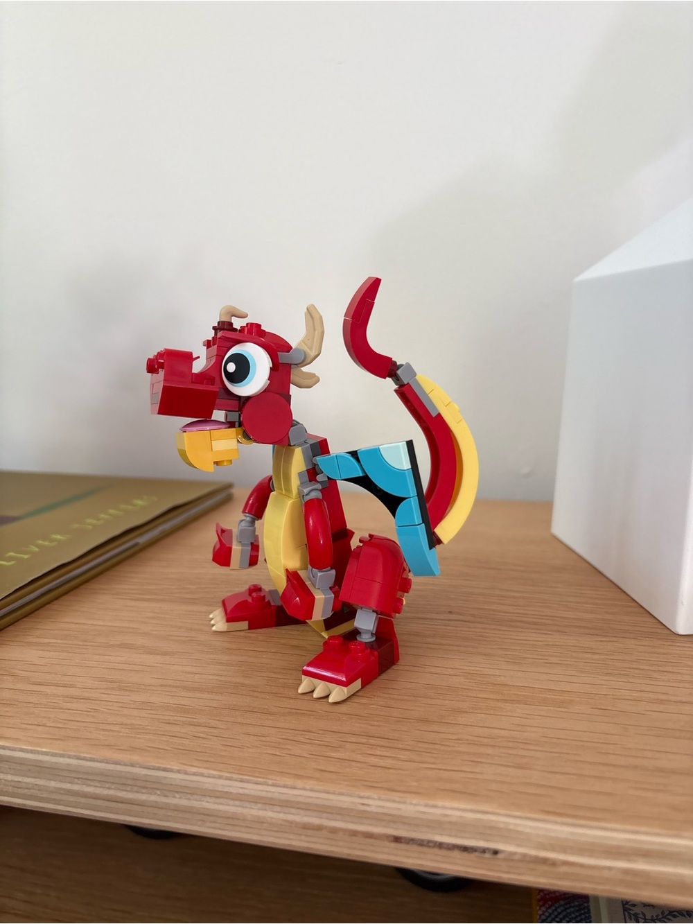 Lego Red Dragon Figure with Yellow and Blue Accents